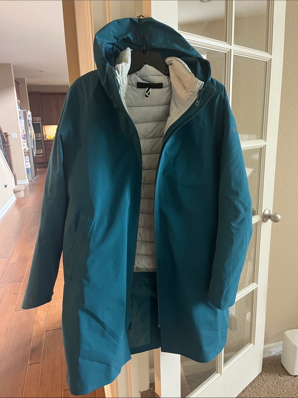 Under Armour Teal Hooded Waterproof Raincoat with Quilted Liner